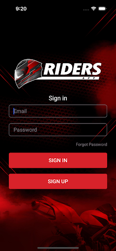 Android application RIDERS APP screenshort