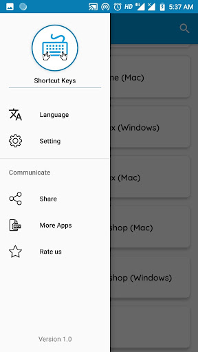 Shortcut Keys Screen 3