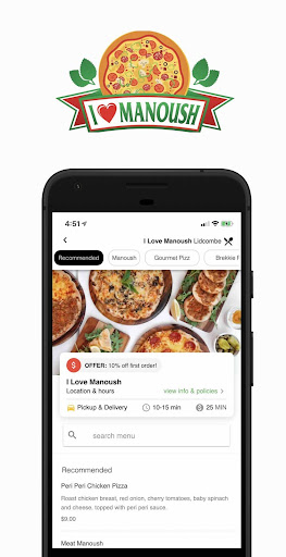 Android application I Love Manoush Lidcombe Orderi screenshort