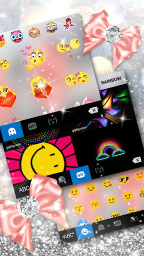 Pink Diamond Bow Keyboard Them Screenshot 4 - AppWisp.com