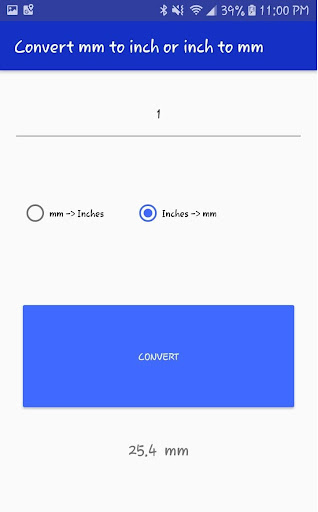 mm to Inch Converter Screen 3