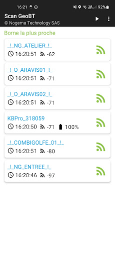 Android application ScanGeoBT screenshort