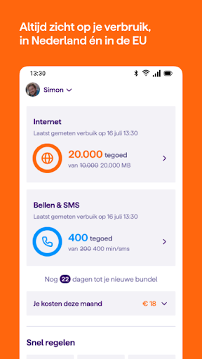 Android application Mijn Simyo screenshort