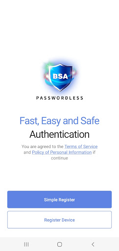 Android application BSA Authenticator screenshort