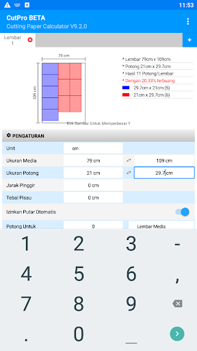 Cutting Paper Calculator Screen 2