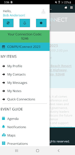 COMPLYConnect Screen 2