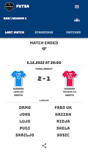 Android application Futsa screenshort
