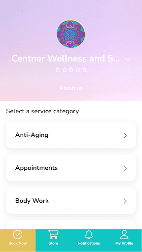 Android application Centner Wellness and Spa screenshort