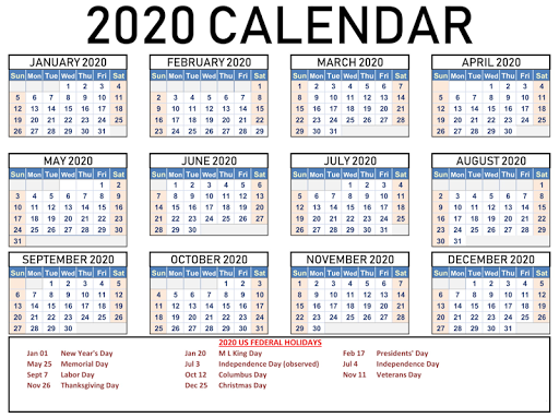 2020 World Public Holiday Cale