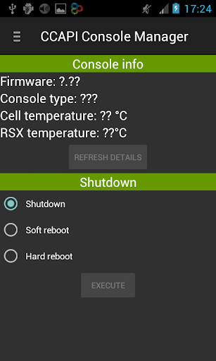 Android application CCAPI Console Manager for PS3 screenshort