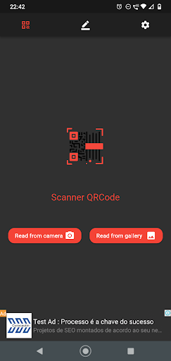 Android application Scanner QRCode screenshort