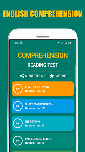 Android application Reading Comprehension Test - E screenshort