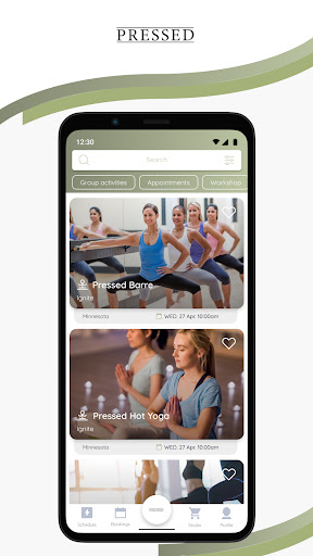 Android application Pressed Hot Yoga & Juice screenshort