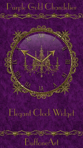 Android application Purple Gold Chandelier Clock W screenshort