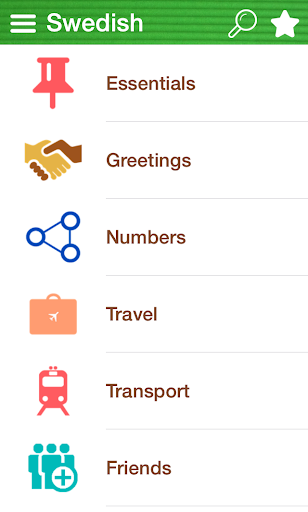 Android application Learn Swedish Phrasebook screenshort