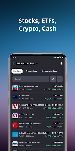 Snowball Analytics – dividends Screen 2