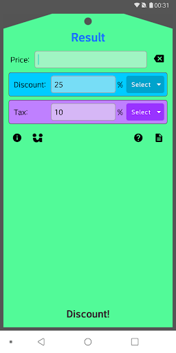 Android application Discount and Tax Calculator screenshort