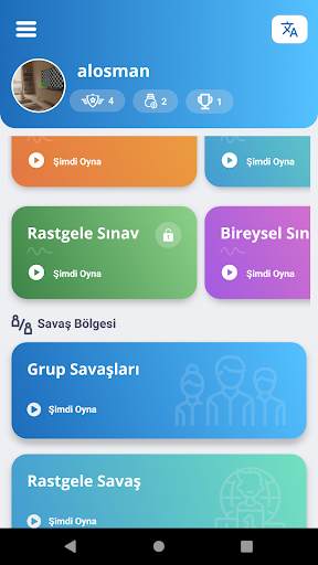 Android application Online Bilgi Yarışması screenshort