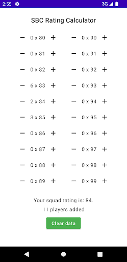 SBC Rating Calculator Screen 2