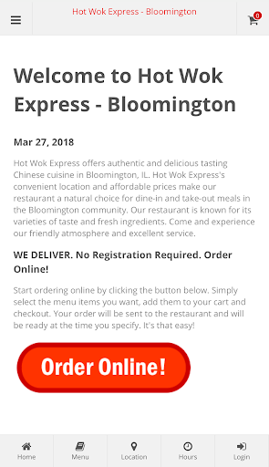 Android application Hot Wok Express Bloomington screenshort