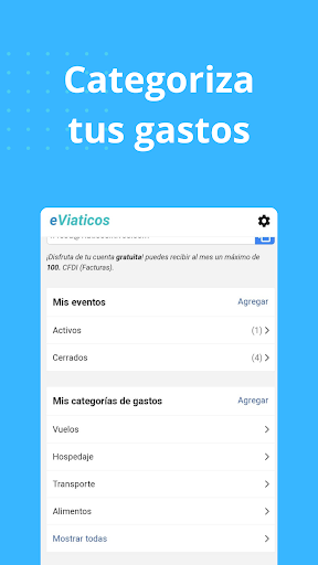 Android application eViaticos screenshort