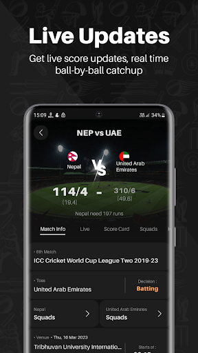 CricScore - Live Cricket Score Screen 3
