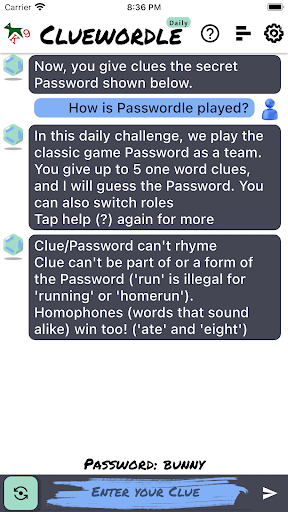 Cluewordle Screen 2