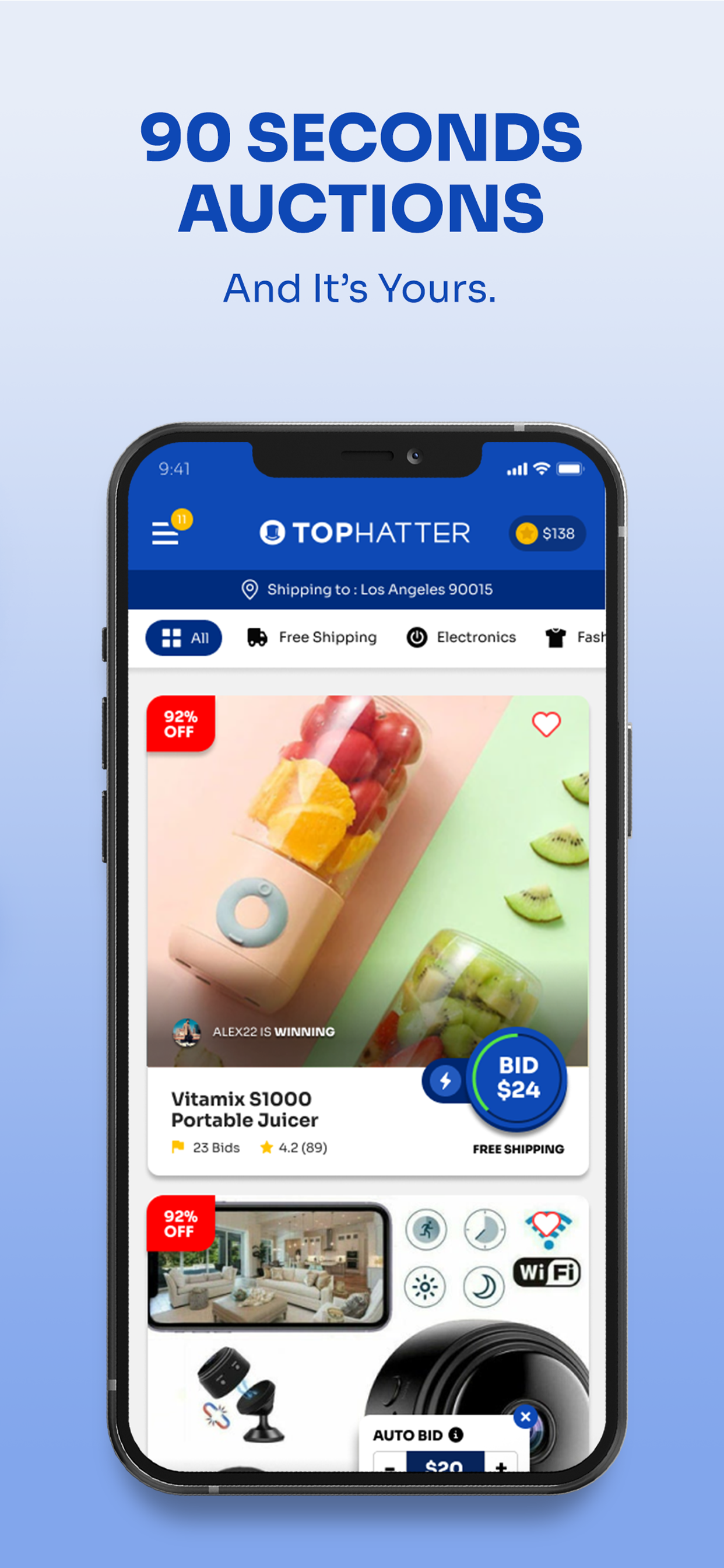 Android application Tophatter: Closeout Deals screenshort