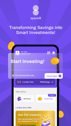 Android application Spare8: Up to 16% p.a. on Gold screenshort