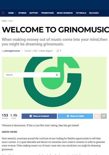 Android application Grinomusic Support screenshort