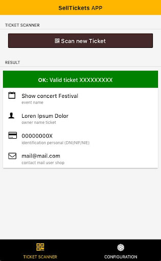 SellTickets APP Screen 2