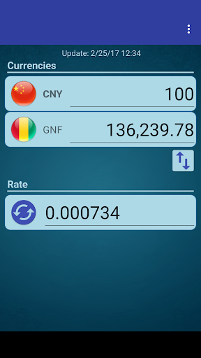 Android application Chinese Yuan x Guinean Franc screenshort