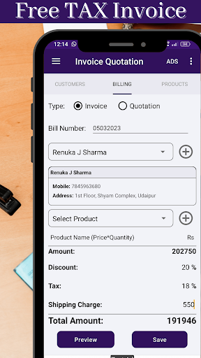 Easy Invoice Quotation Maker Screen 2