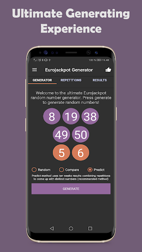 Android application Eurojackpot Generator screenshort