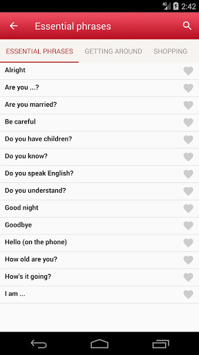 Android application Moroccan Arabic Phrasebook screenshort