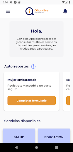 Android application Oñondive-Guía de Servicios screenshort