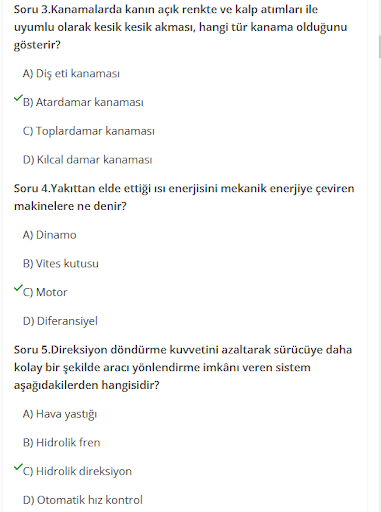 Ehliyet Sınavı Çıkmış Sorular