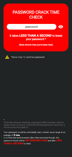 Android application Password Strength Tester screenshort