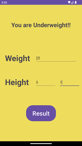 Android application BMI Calculator screenshort