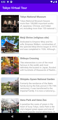 Android application Tokyo Virtual Tour screenshort