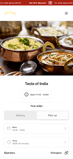 Android application Taste of India Darlington screenshort