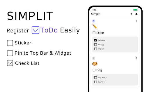 Android application Simplit - Checklist, Todo screenshort
