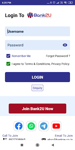 Android application Bank2U screenshort