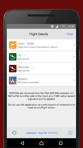 Android application NOTAMs Pro screenshort