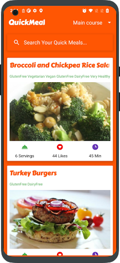 Android application QuickMeal screenshort