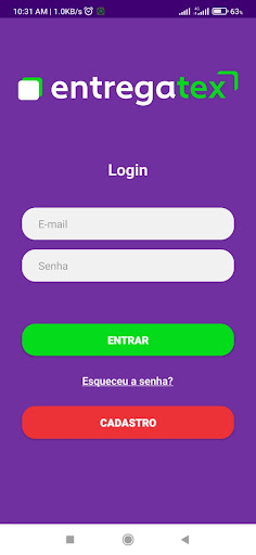 Android application Entregatex - para Entregador screenshort