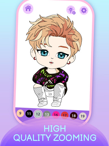 KPOP Chibi Coloring by Number Screen 3