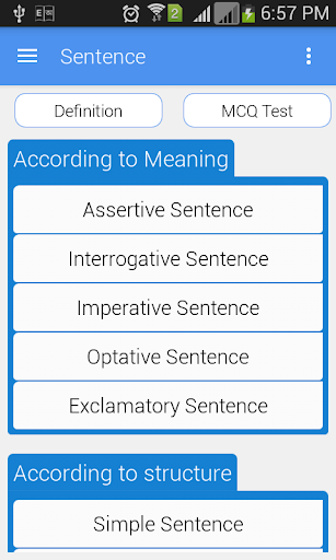 Android application Sentence with Exercise screenshort