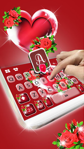 Red Roses Heart Keyboard Backg Screen 2