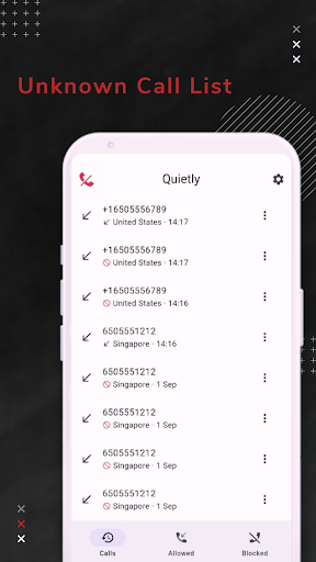 Android application Quietly - Block Unknown Calls screenshort